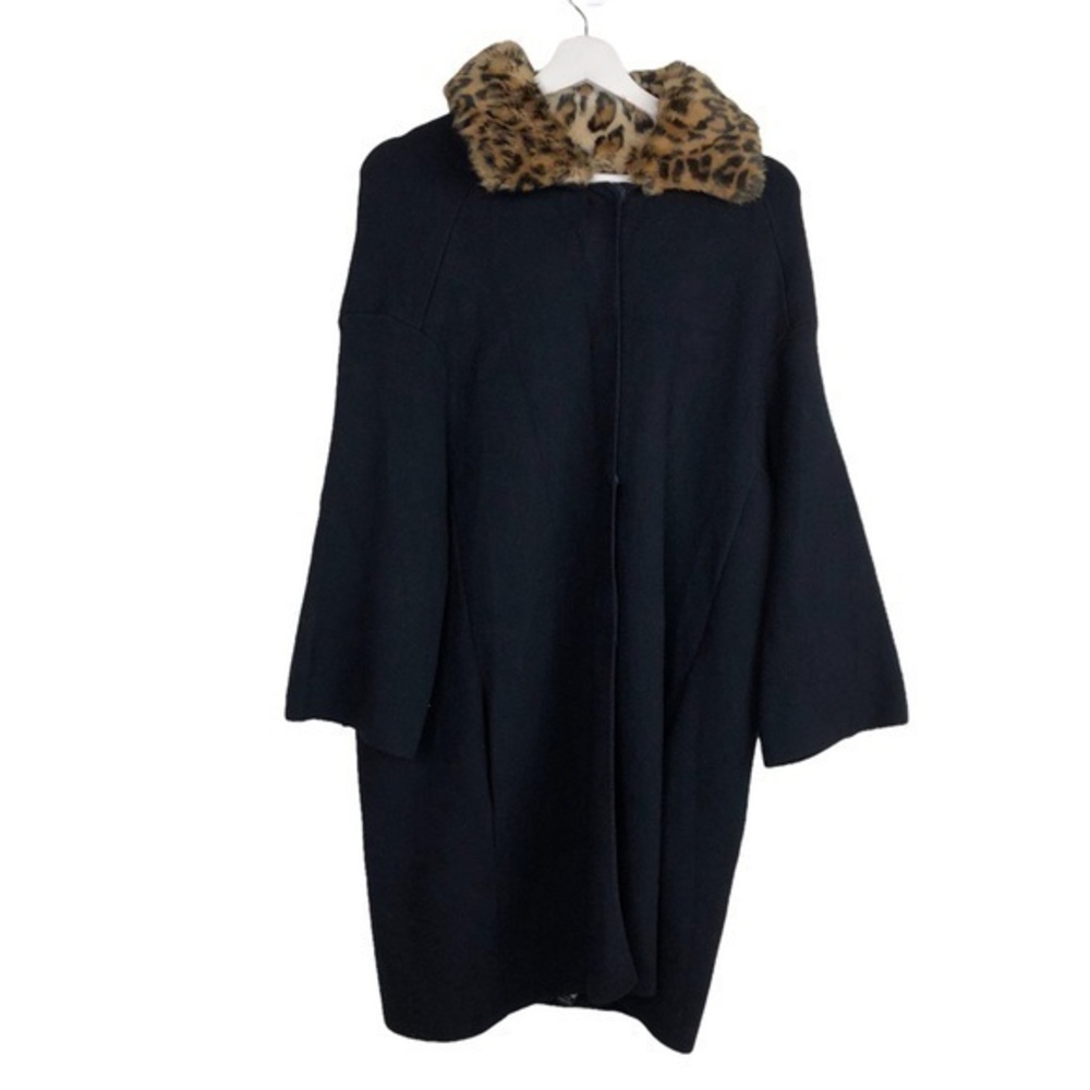 Zara Knit Black Leopard Coat New